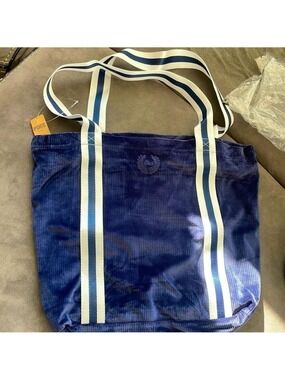 Victoria's Secret Pink Ribbed Velour Tote Blue